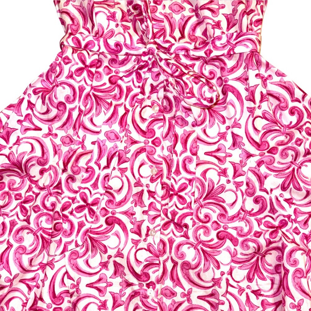 CYNTHIA STEFFE | Paisley Print Collared Button-Up Belted Mini Dress Size Small - Picture 4 of 6